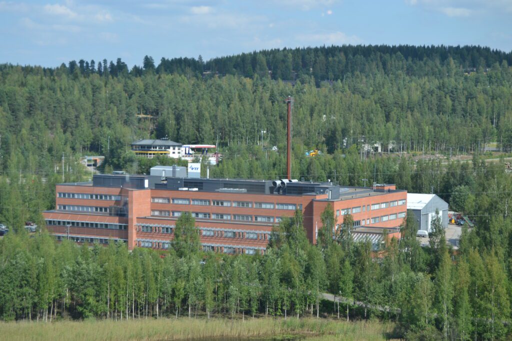 Building of VTT Technical Research Centre of Finland as seen from Maailmanpylväs high-rise in Jyväskylä