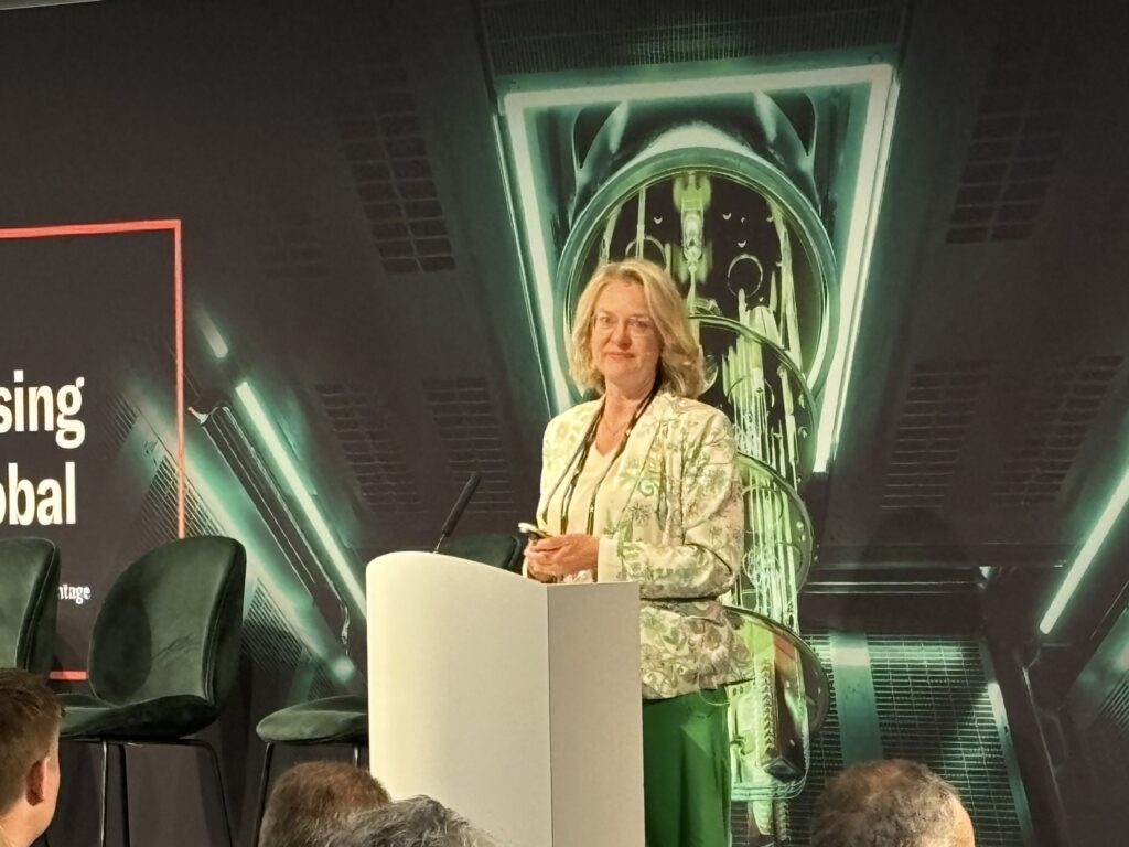 Lene Oddershede of the Novo Nordisk Foundation speaking at the Commercialising Quantum Global conference in June 2024