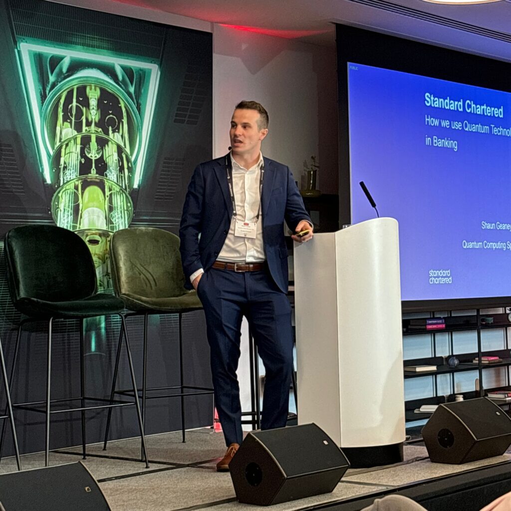 Shaun Geaney, quantum computing specialist at Standard Chartered, speaking at the Commercialising Quantum Global conference in June 2024.