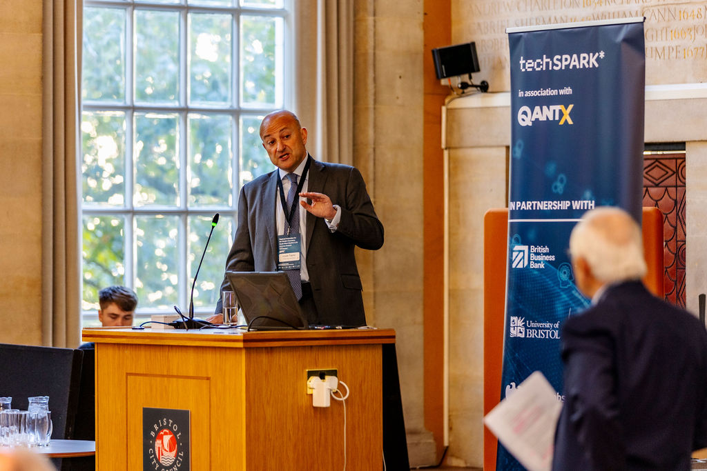 Louis Taylor, CEO of the British Business Bank, speaking at Bristol Tech Festival