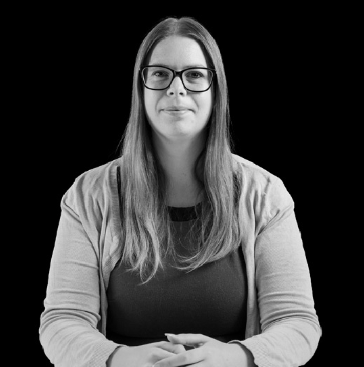 A black and white headshot of Gemma Martynwood, a partner at EIP.